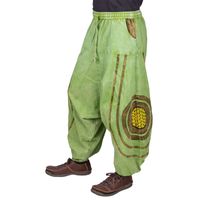  Unisex Psy Baggy Pants Hippie Hose Goa Baumwoll Haremshose Stonewashed Blume des Lebens