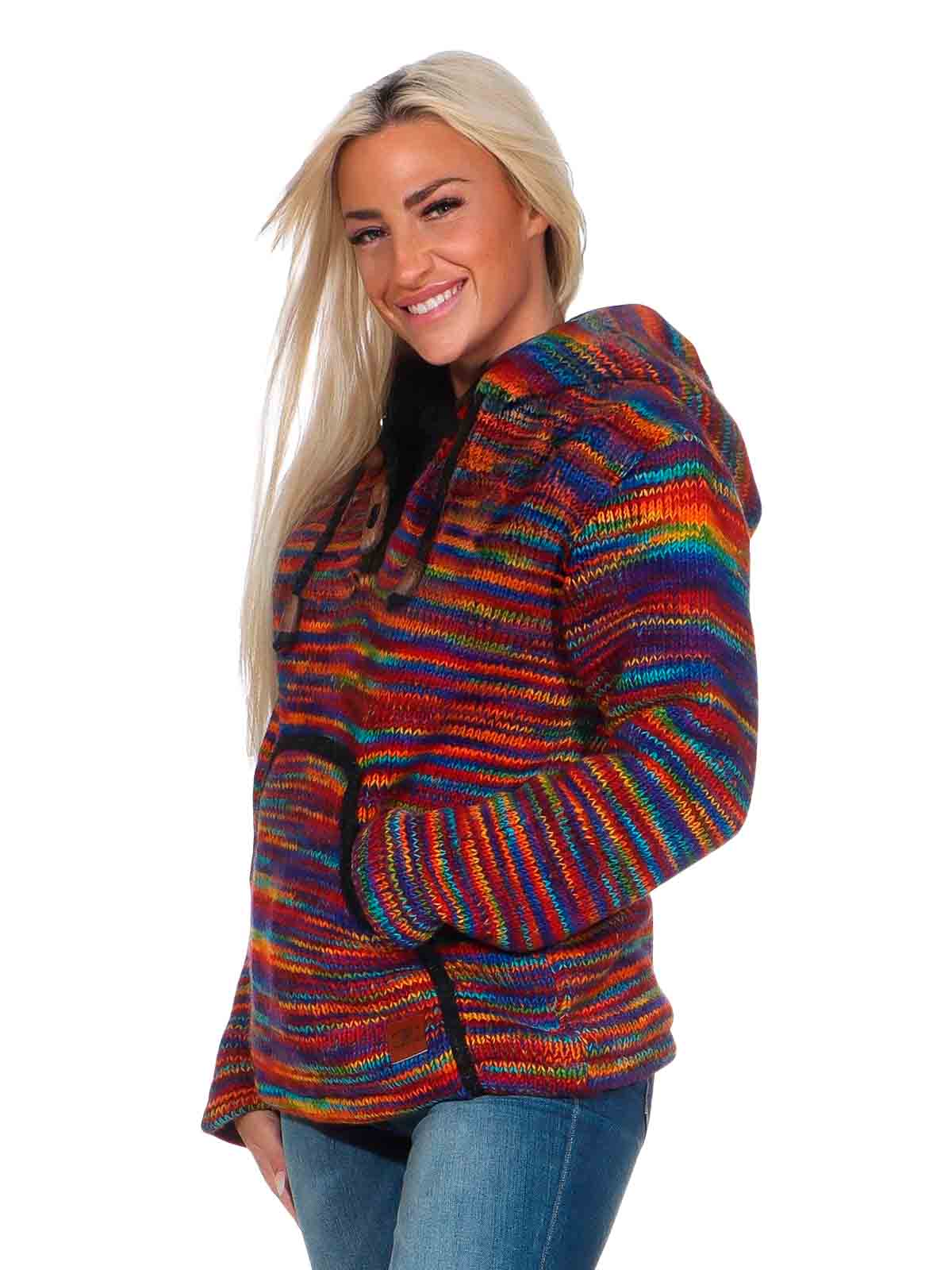 Baja Hoodie Regenbogen Kapuzenpullover Strickjacke Wolle Jacke Kapuze  Winter Pullover Unisex Damen Herren