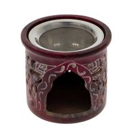 3in1 Räucherstövchen mit Sieb Räucherschale  Duftlampe Räuchergefäß Speckstein 10cm Rot
