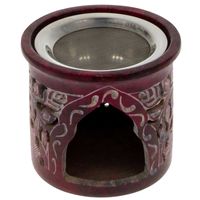 3in1 Räucherstövchen mit Sieb Räucherschale  Duftlampe Räuchergefäß Speckstein 10cm Rot