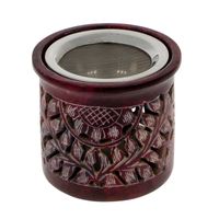 3in1 Räucherstövchen mit Sieb Räucherschale  Duftlampe Räuchergefäß Speckstein 10cm Rot