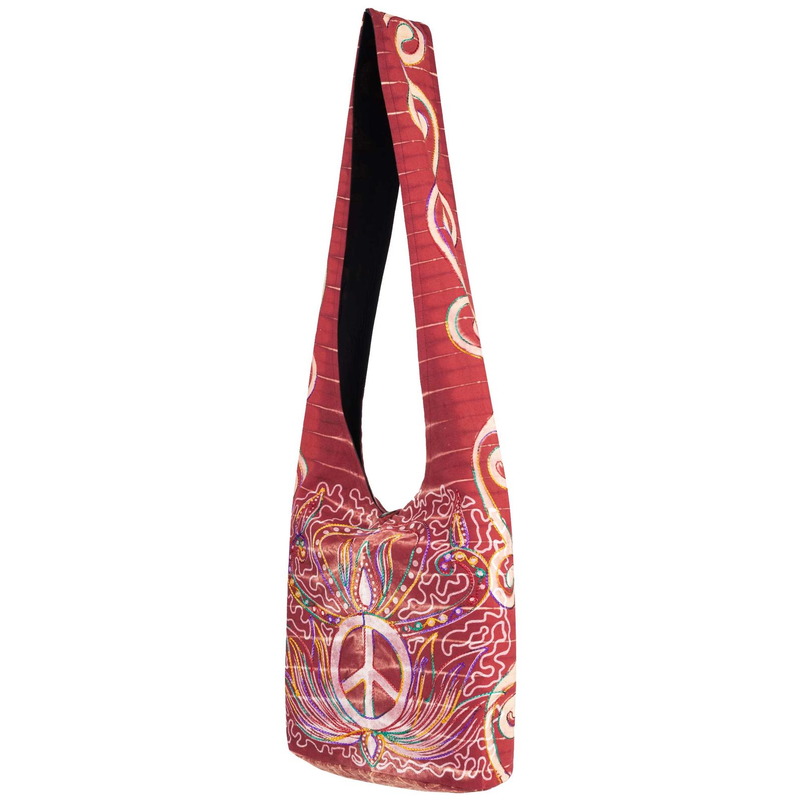 Kunst Und Magie Kunst und Magie Batik Schultertasche Umhängetasche Peace Symbol Rot