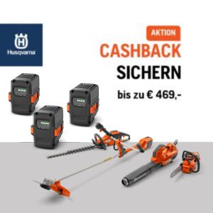 Beim Kauf eines Husqvarna 36V oder 18V Akkuprodukt-Sets + einen weiteren Akku Ihrer Wahl oder einem Husqvarna Akku-Gerät inkl. zwei Akkus bis zum 30.11.2024, bekommen Sie von Husqvarna den zweiten Akku zurückerstattet*