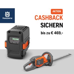 Beim Kauf eines Husqvarna 36V oder 18V Akkuprodukt-Sets + einen weiteren Akku Ihrer Wahl oder einem Husqvarna Akku-Gerät inkl. zwei Akkus bis zum 30.11.2024, bekommen Sie von Husqvarna den zweiten Akku zurückerstattet*