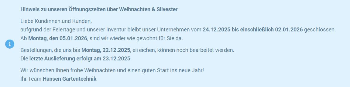 Weihnachts- und Neujahrsinformation 2025