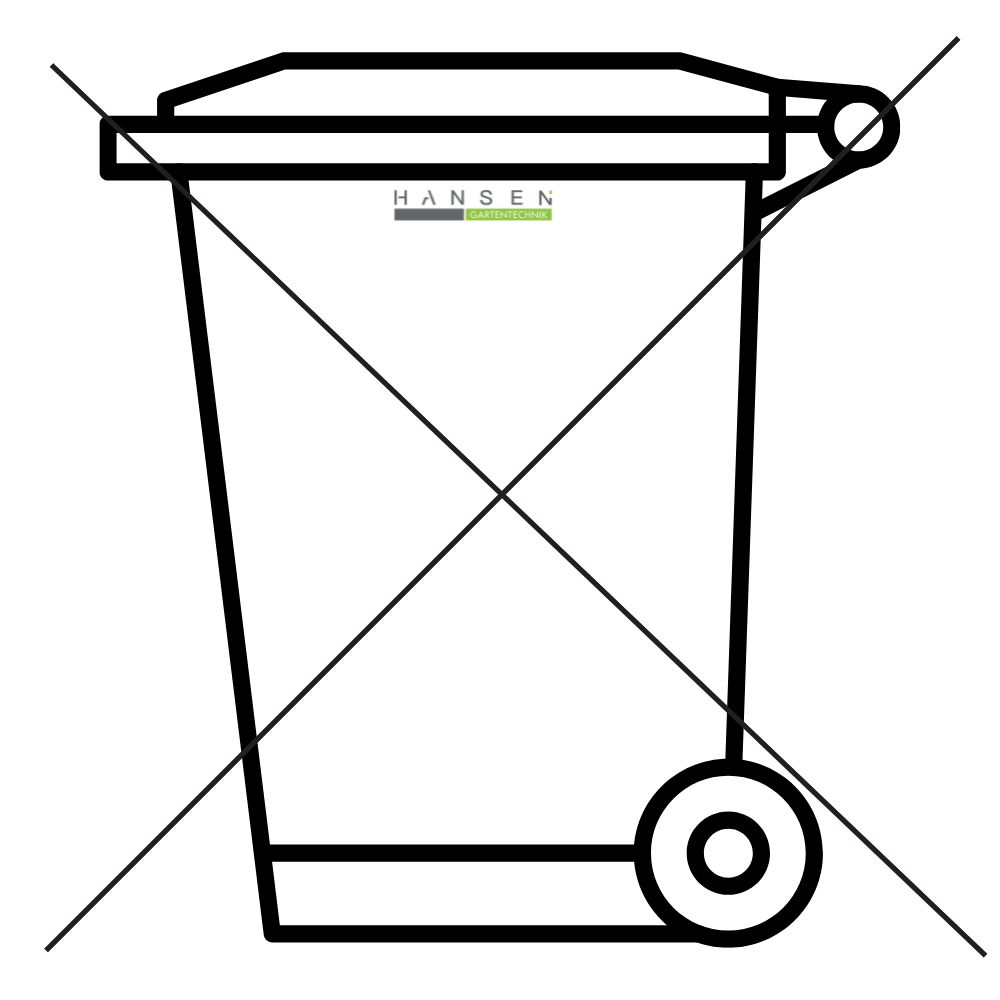 Das Symbol der durchgekreuzten Mülltonne bedeutet, dass die Batterie nicht in den Hausmüll gegeben werden darf.