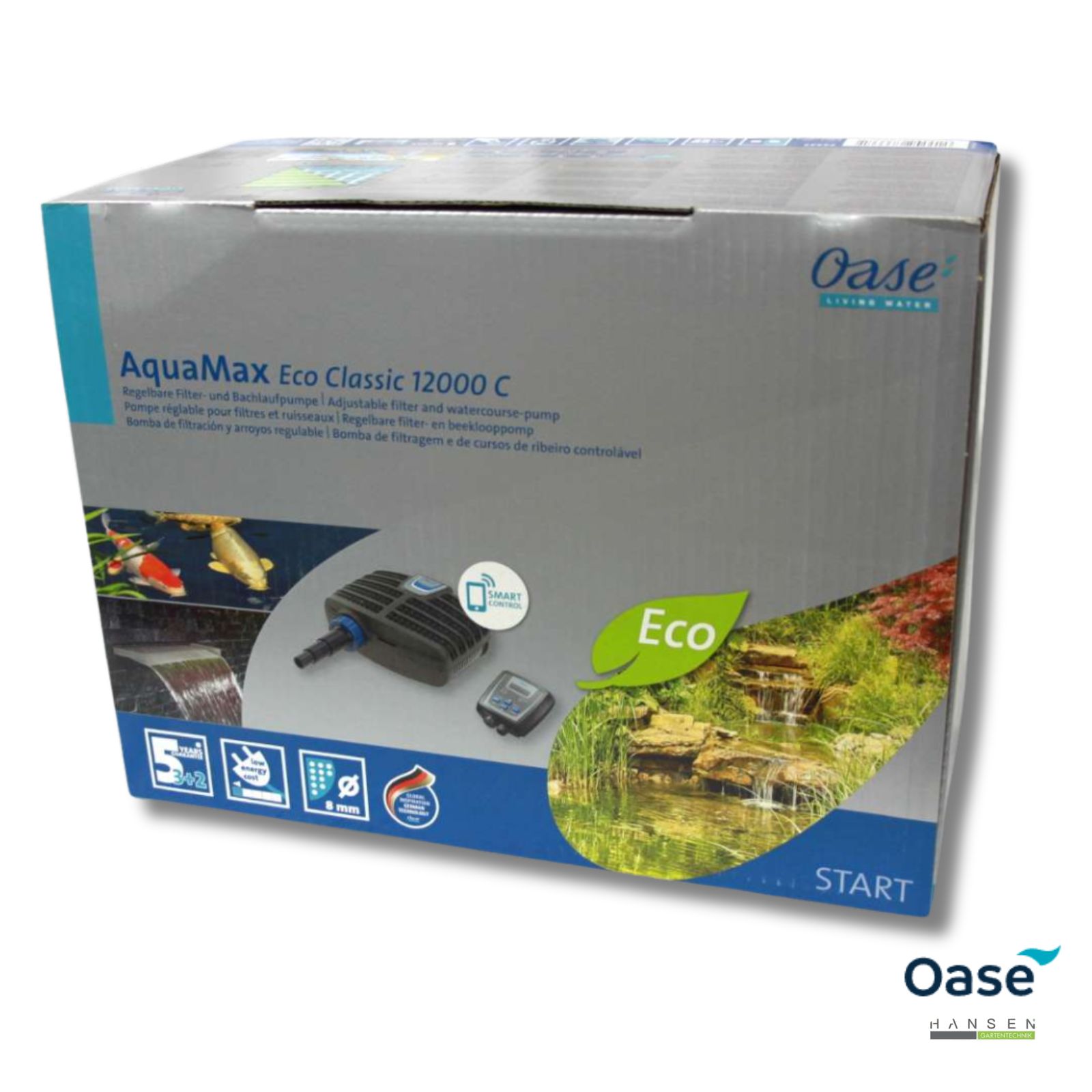 Abbildung zeigt Umverpackung zu OASE AquaMax Eco Classic 12000 C Filter- u. Bachlaufpumpe Abbildung zeigt Umverpackung zu OASE AquaMax Eco Classic 12000 C Filter- u. Bachlaufpumpe