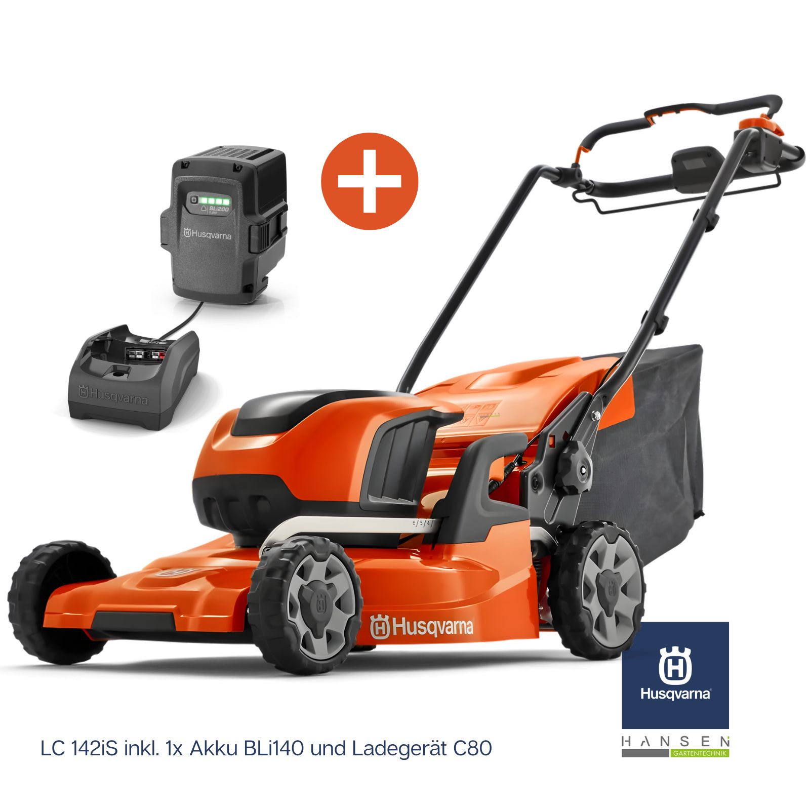 Abbildung zeigt Produktbild zu Husqvarna Akku-Rasenmäher LC 142iS Aktions-Set inkl. 1x B140 Akku + 1x C80 Ladegerät Abbildung zeigt Produktbild zu Husqvarna Akku-Rasenmäher LC 142iS Aktions-Set inkl. 1x B140 Akku + 1x C80 Ladegerät