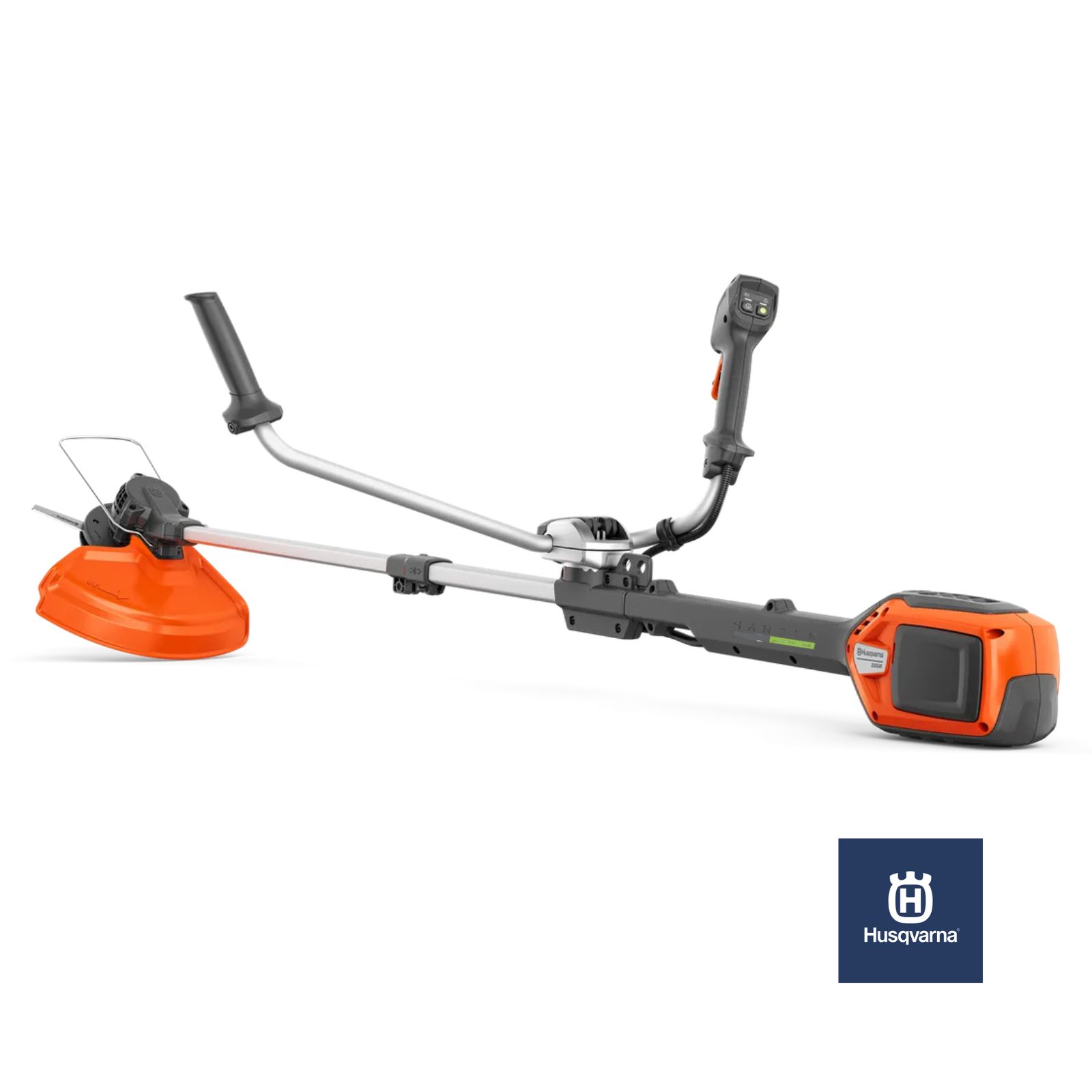 Abbildung zeigt den Rasentrimmer Husqvarna 220iR Set inkl. Akku und Ladegerät