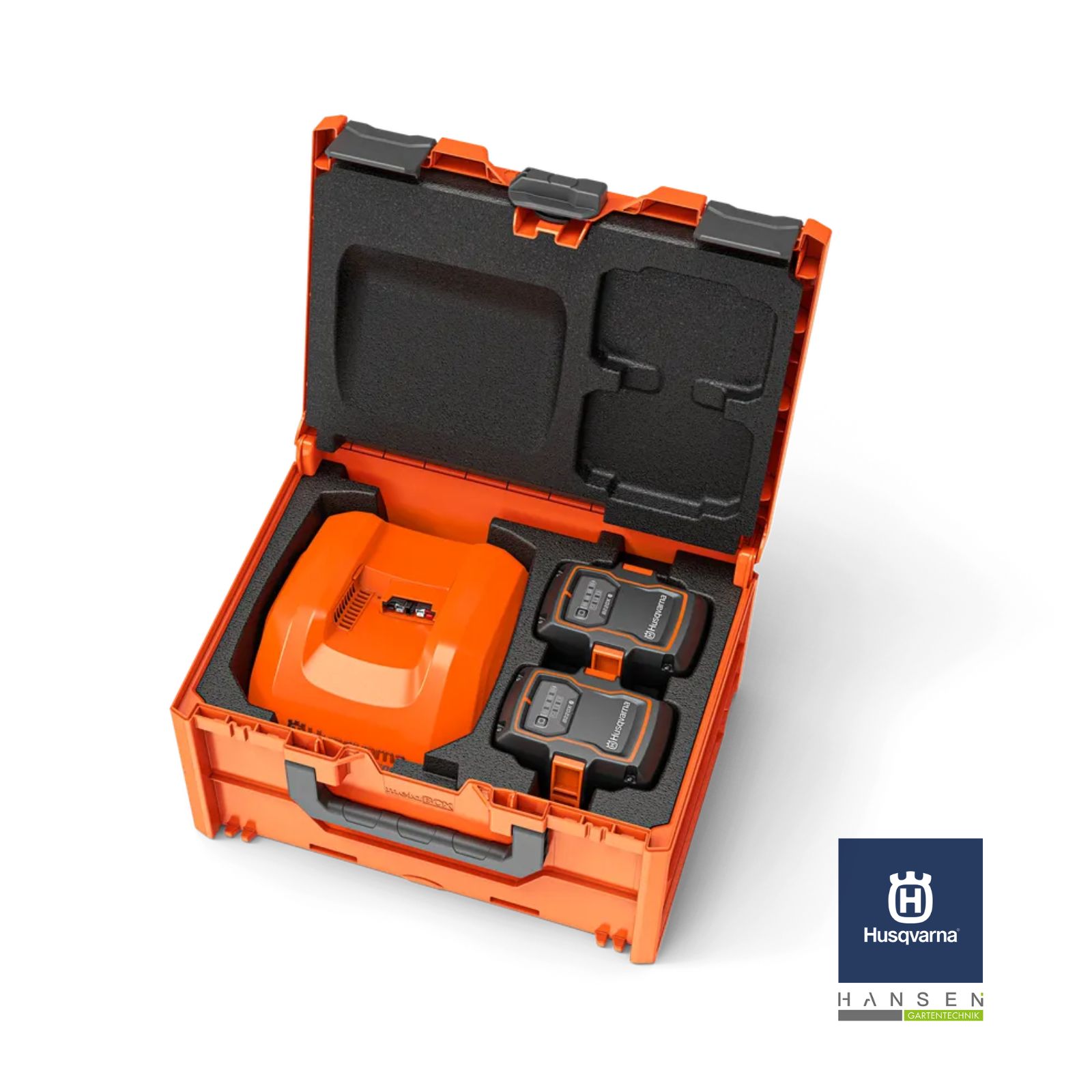 Abbildung zeigt freigestelltes Produktbild zu Husqvarna Akkubox Set L