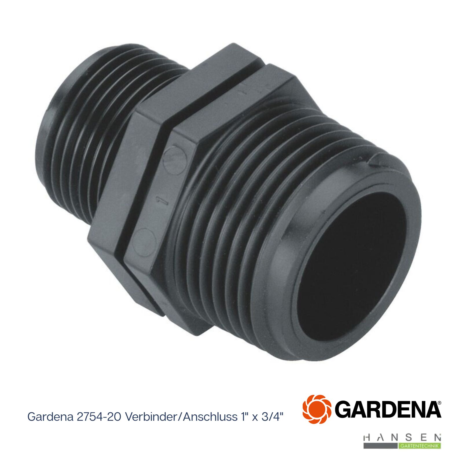 Abbildung zeigt freigestelltes Produktbild zu Gardena Ventil Verbinder 2374, 1 x 3/4 Abbildung zeigt freigestelltes Produktbild zu Gardena Ventil Verbinder 2374, 1 x 3/4