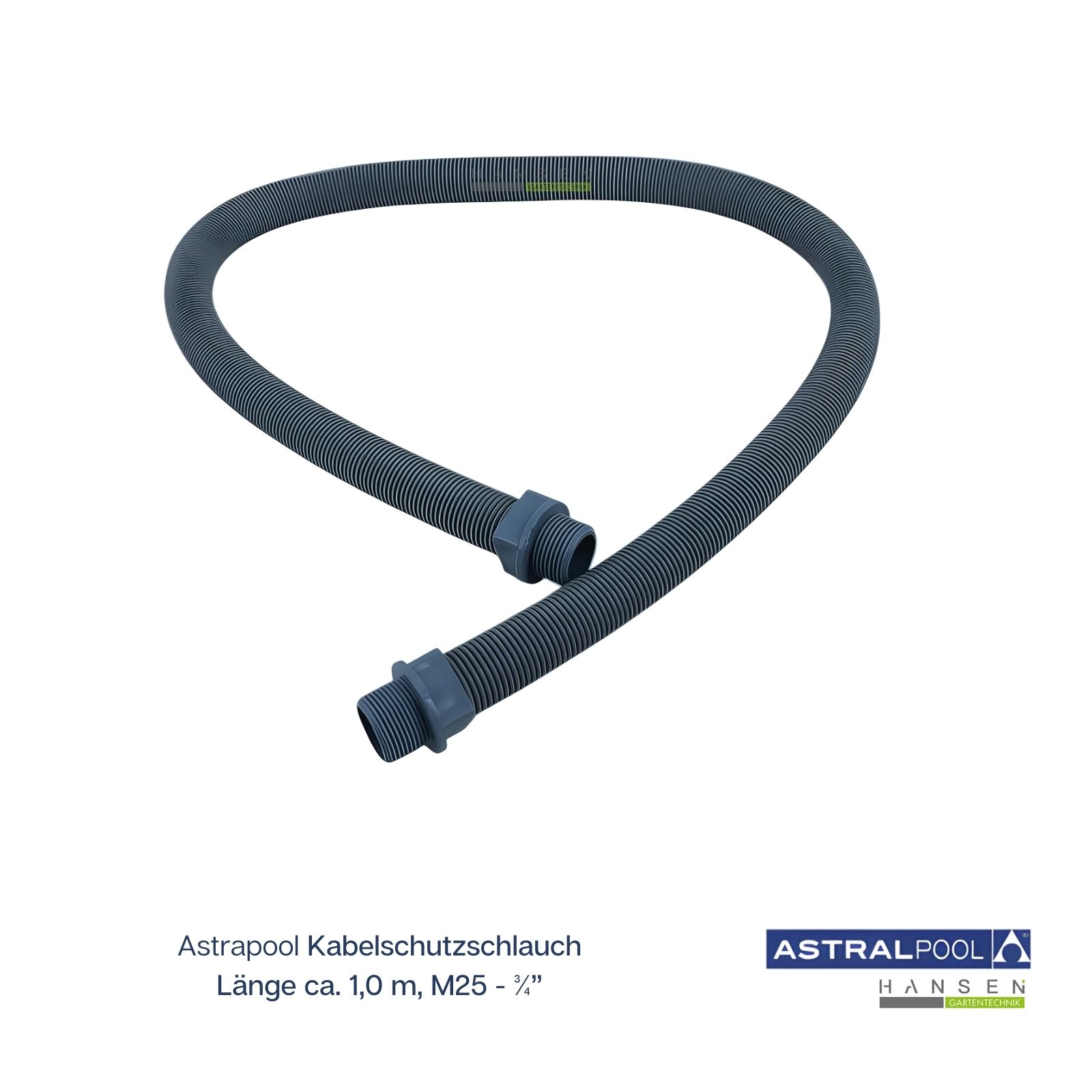 Abbildung zeigt freigestelltes Produktbild zu AstralPool Kabelschutzschlauch 1m für UWS (3/4 M25)