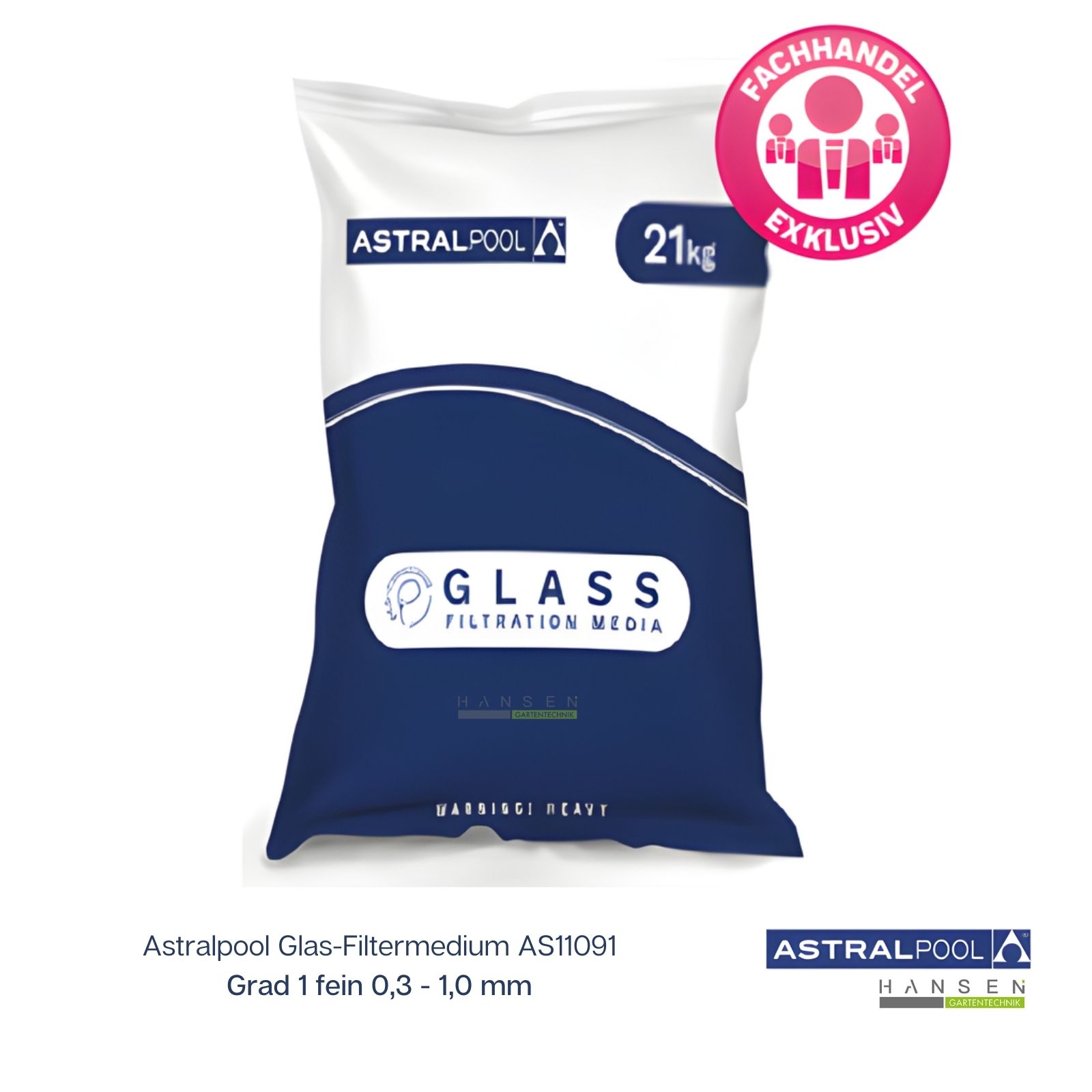 Abbildung zeigt freigestelltes Produktbild zu AstralPool Premium­ Glas ­Filtermedium Grad1 21 kg