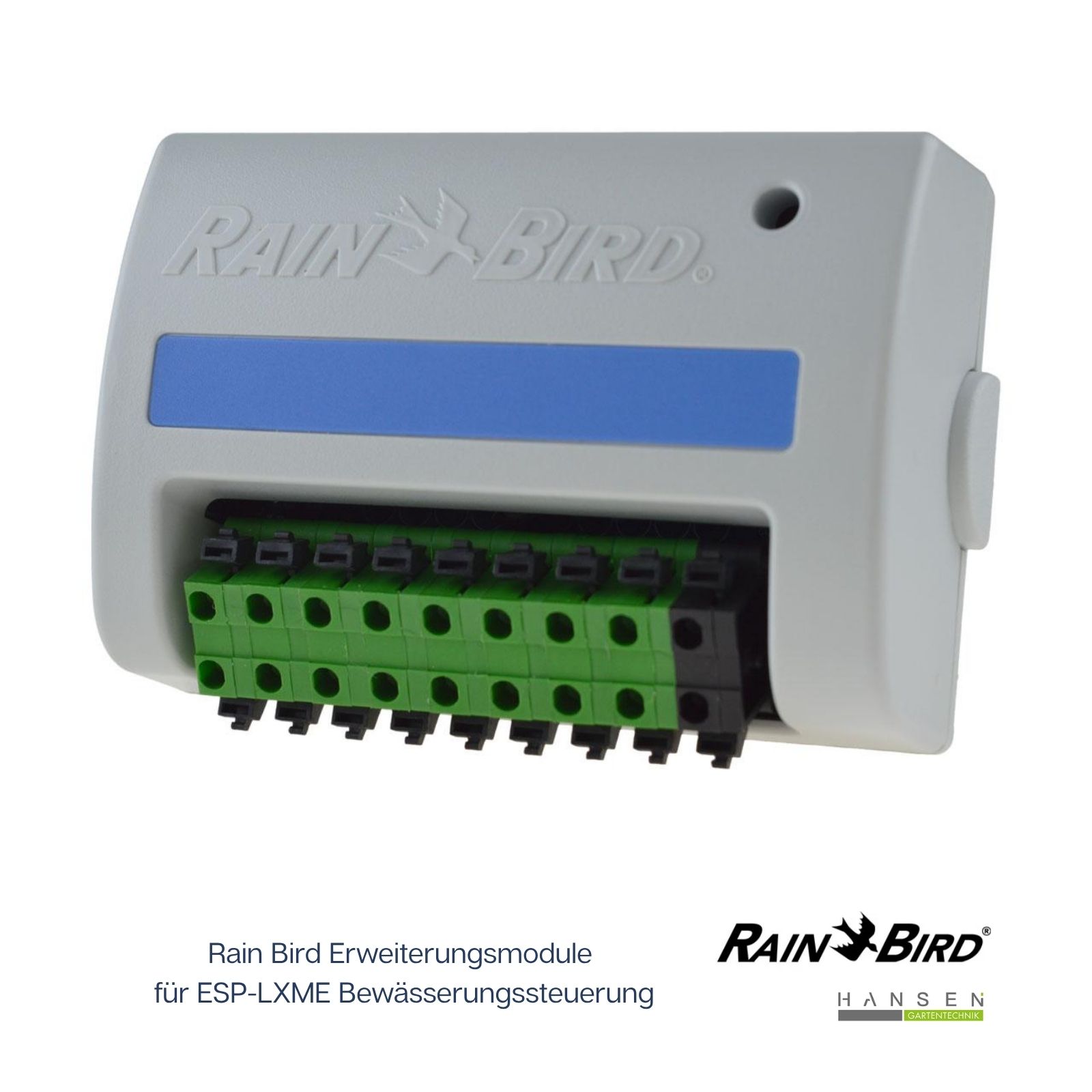 Abbildung zeigt freigestelltes Produktbild zu Rain Bird ESPLXMSM8 Erweiterungsmodul für ESP-LXME/F-Steuergerät Abbildung zeigt freigestelltes Produktbild zu Rain Bird ESPLXMSM8 Erweiterungsmodul für ESP-LXME/F-Steuergerät