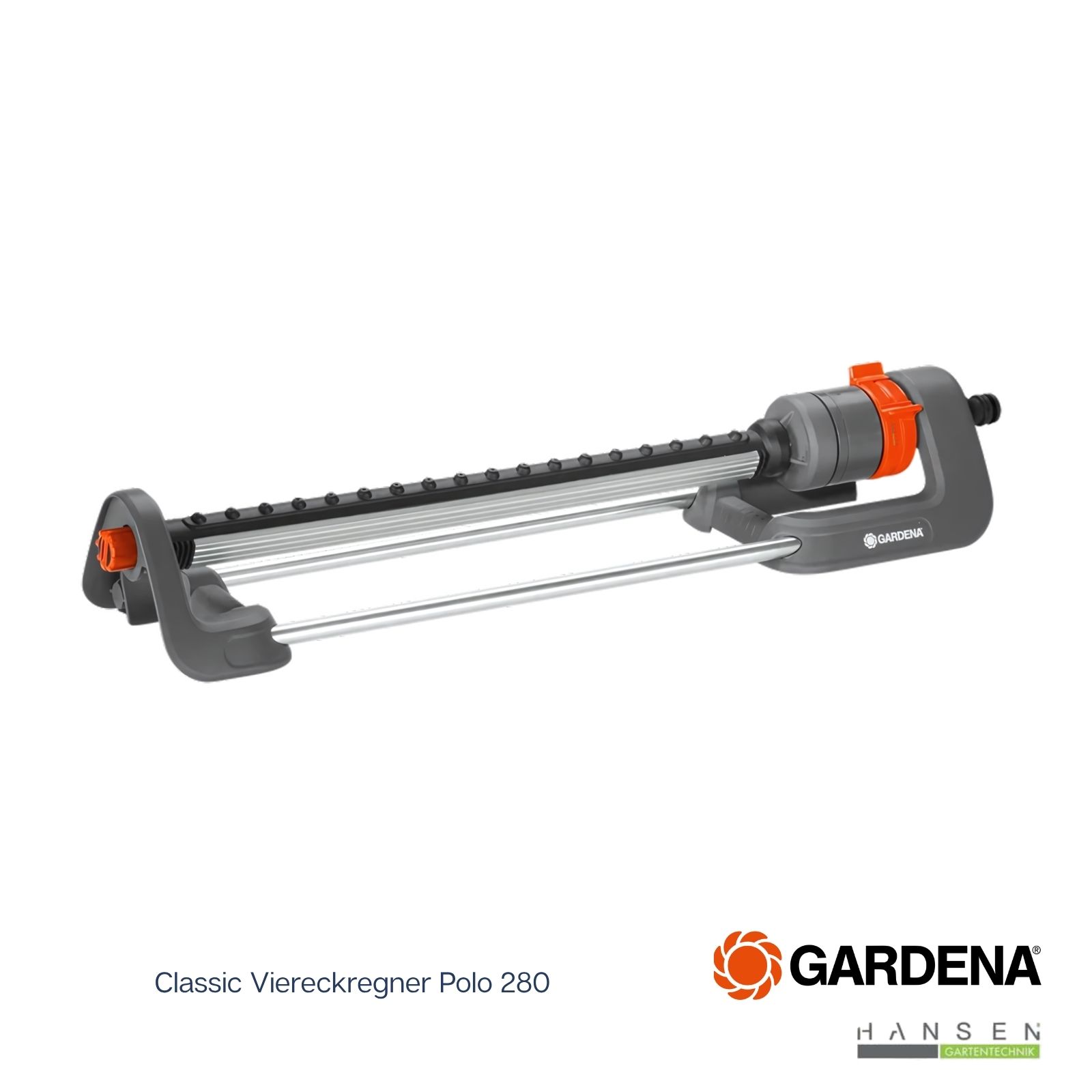Abbildung zeigt freigestelltes Produktbild zu Gardena Classic Viereckregner Polo 280