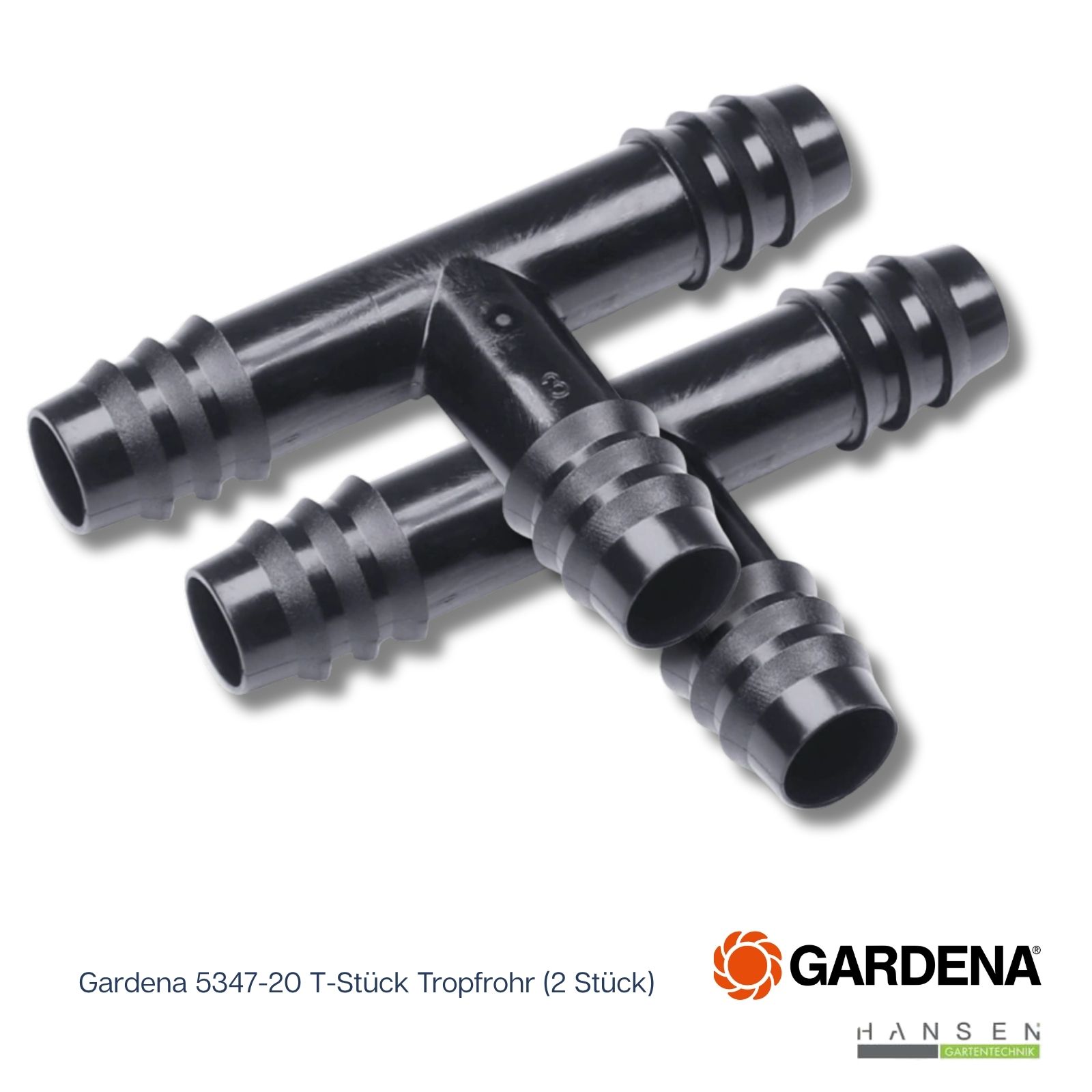 Abbildung zeigt freigestelltes Produktbild zu Gardena T-Stück Tropfrohr (2 Stück im Lieferumfang)