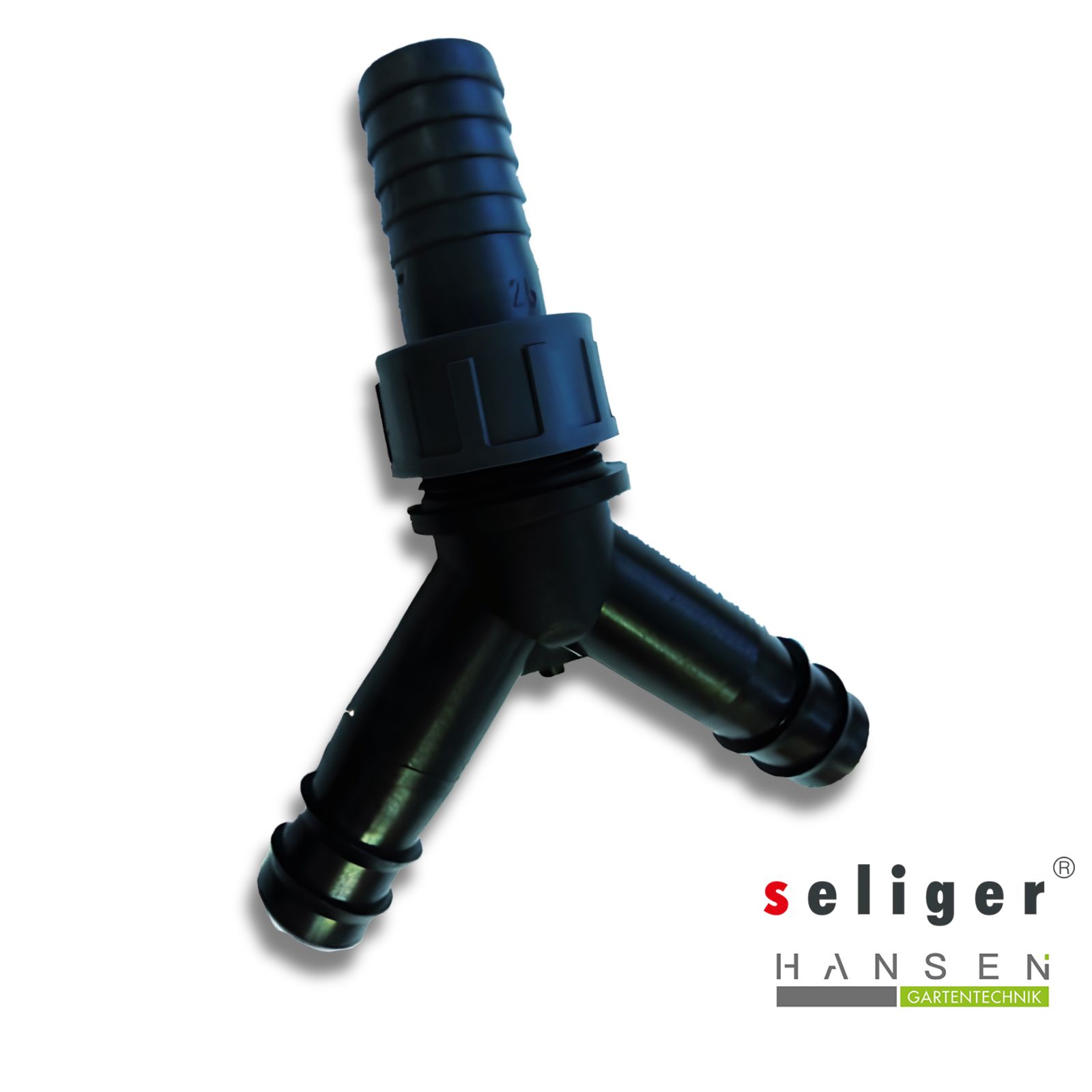 Abbildung zeigt freigestelltes Produktbild zu seliger Y-Adapter 1 Anschlussstueck fuer Wasserfall Aquafall, Art.-Nr. 46205