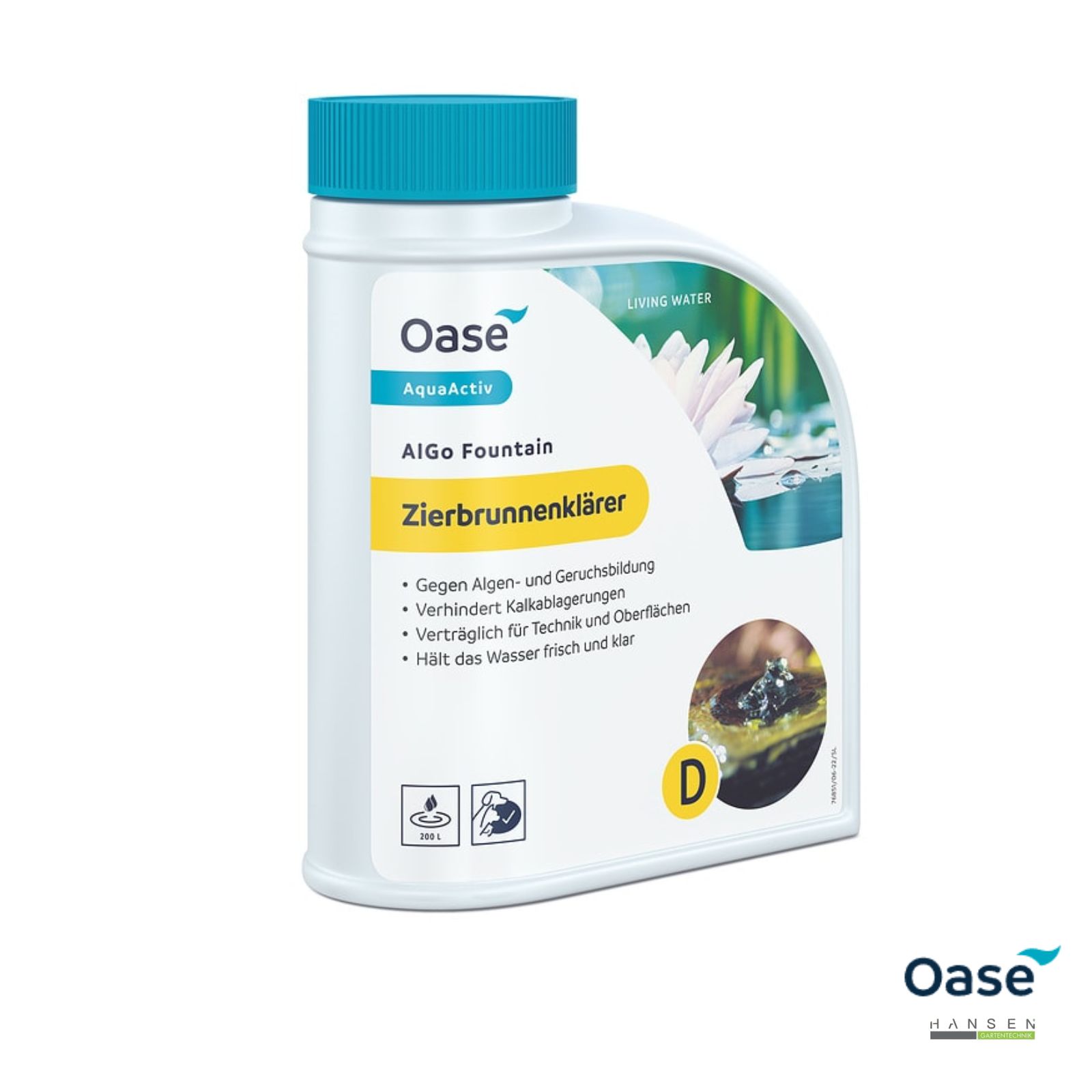 Abbildung zeigt freigestelltes Produktbild Oase AquaActiv AlGo Fountain Konzentrat 500 ml