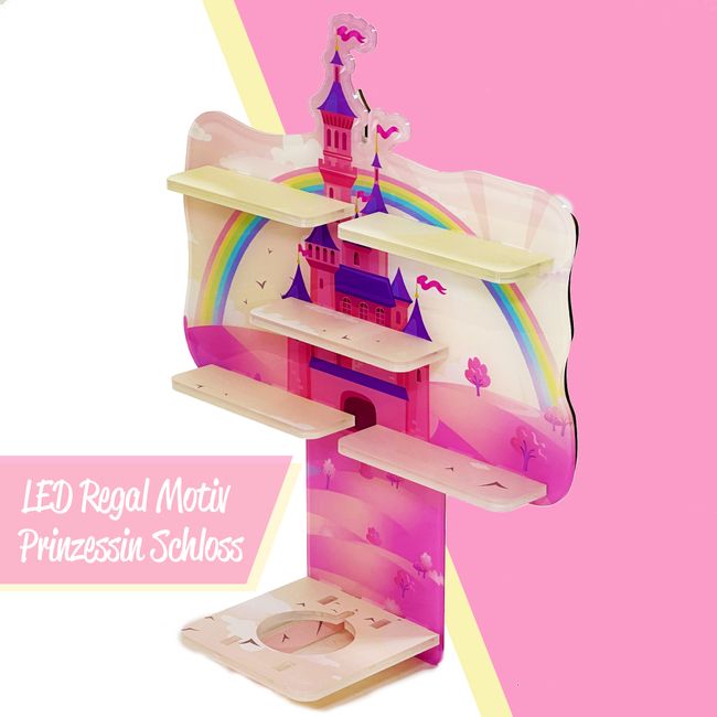 LED Regal Acryl in verschiedenen Motiven Zubehör für Tonie-Figuren und Toniebox Motiv Prinzessin Schloss