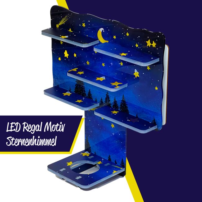 LED Regal Acryl in verschiedenen Motiven Zubehör für Tonie-Figuren und Toniebox Motiv Sternenhimmel