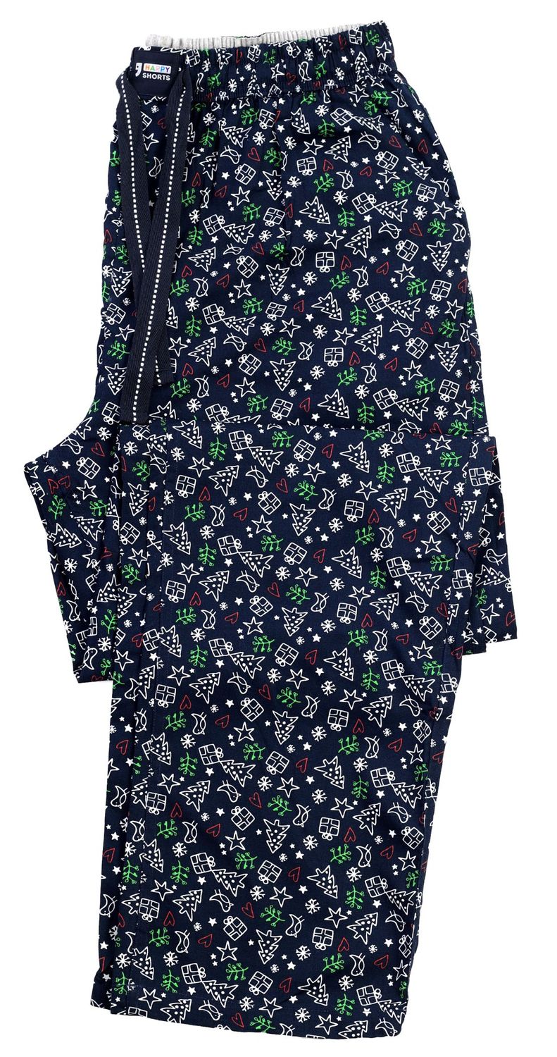 Happy Shorts Herren Pyjamahose Weihnachten - Baumwolle Schlafanzug Mit Weihnachtsmotiv Lang