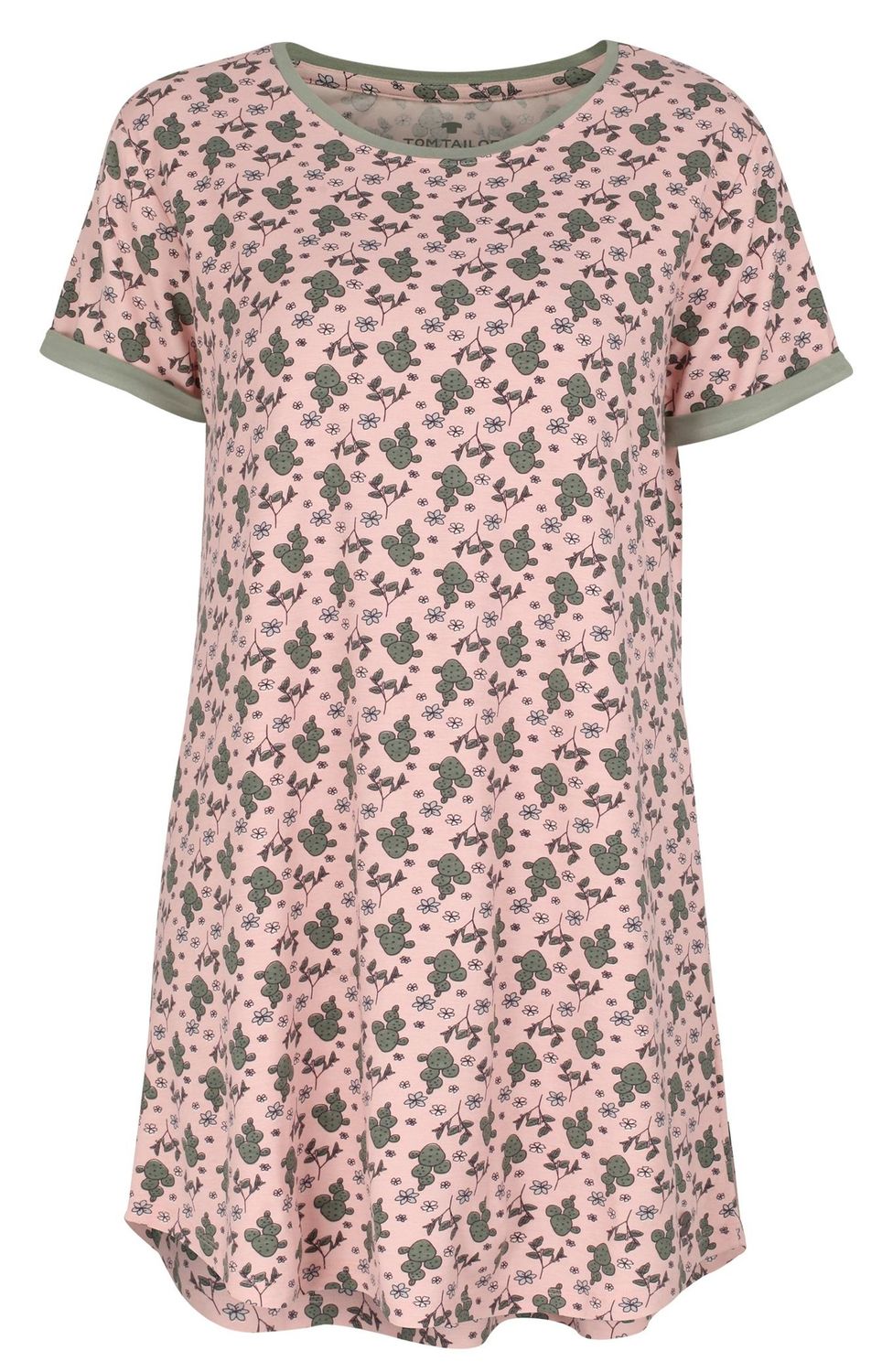 TOM TAILOR Damen Nachthemd Nightshirt Nachtwäsche Homewear kurzarm rosa  floral Kaktus | atiando