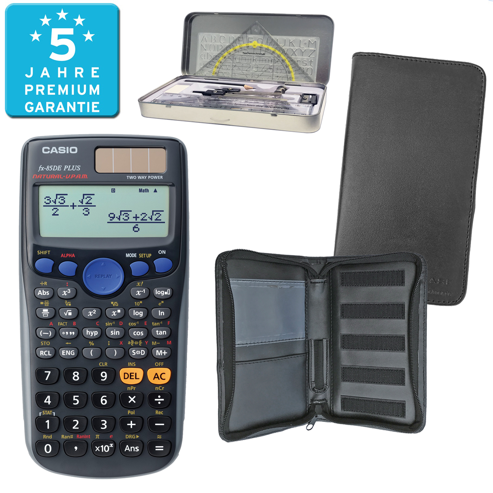 Casio Taschenrechner Fx 85 De Plus Casio FX-85 DE Plus Taschenrechner mit 5 Jahren Garantie + Schutztasche