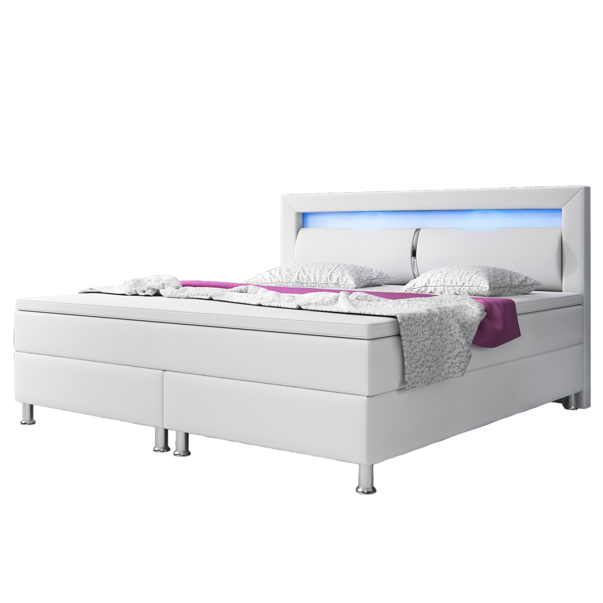 Boxspringbett Milano 180x200 cm Kunstleder Weiß