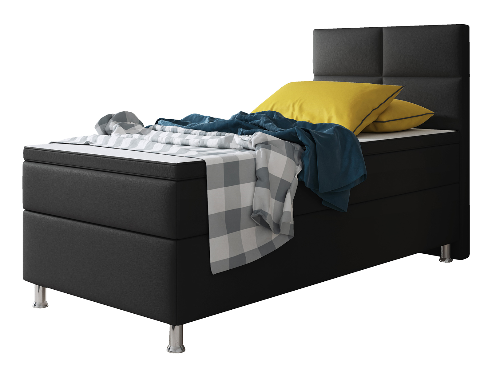 Boxspringbett Miami 90x200 cm Kunstleder schwarz