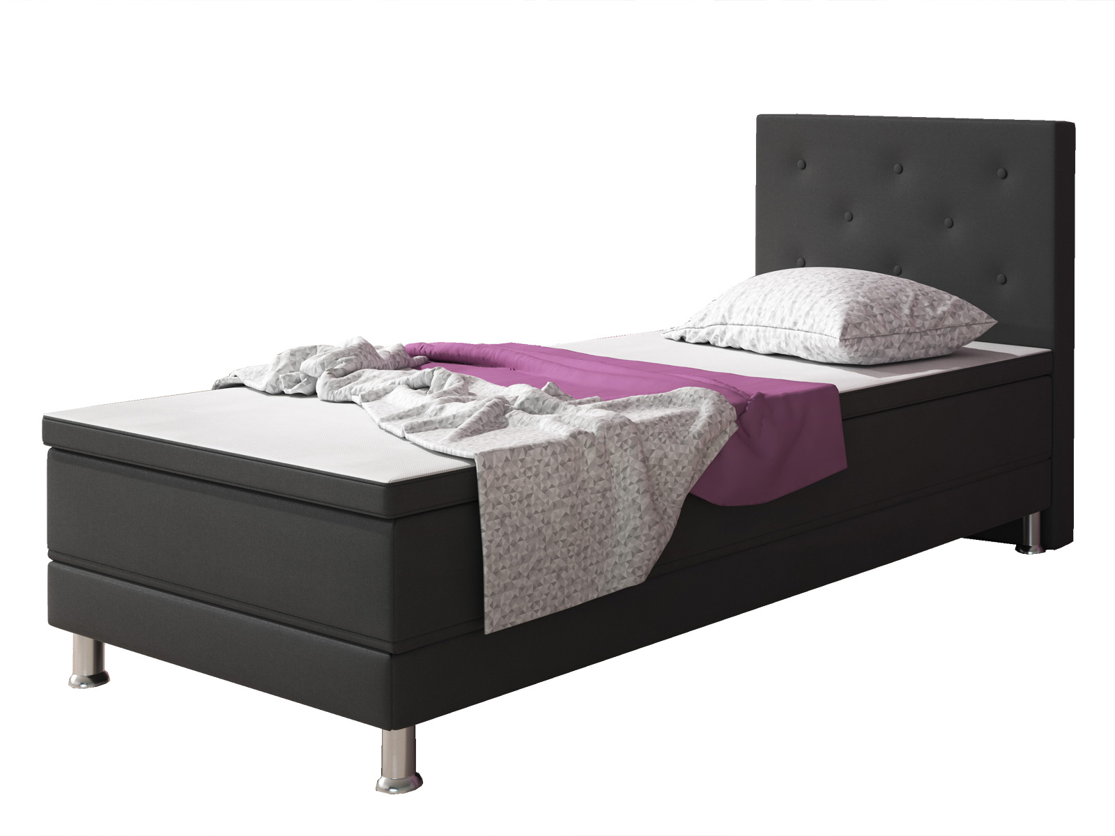 Boxspringbett Esra 90x200 Webstoff Anthrazit