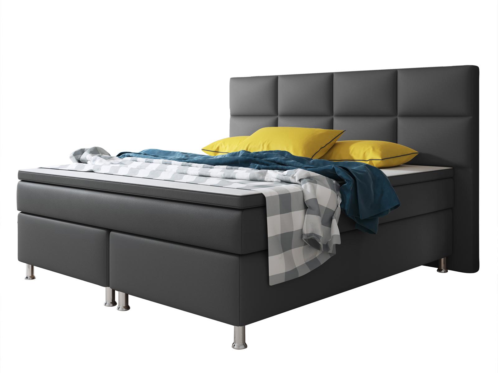 Boxspringbett Miami mit Bettkasten 180x200 cm Kunstleder anthrazit