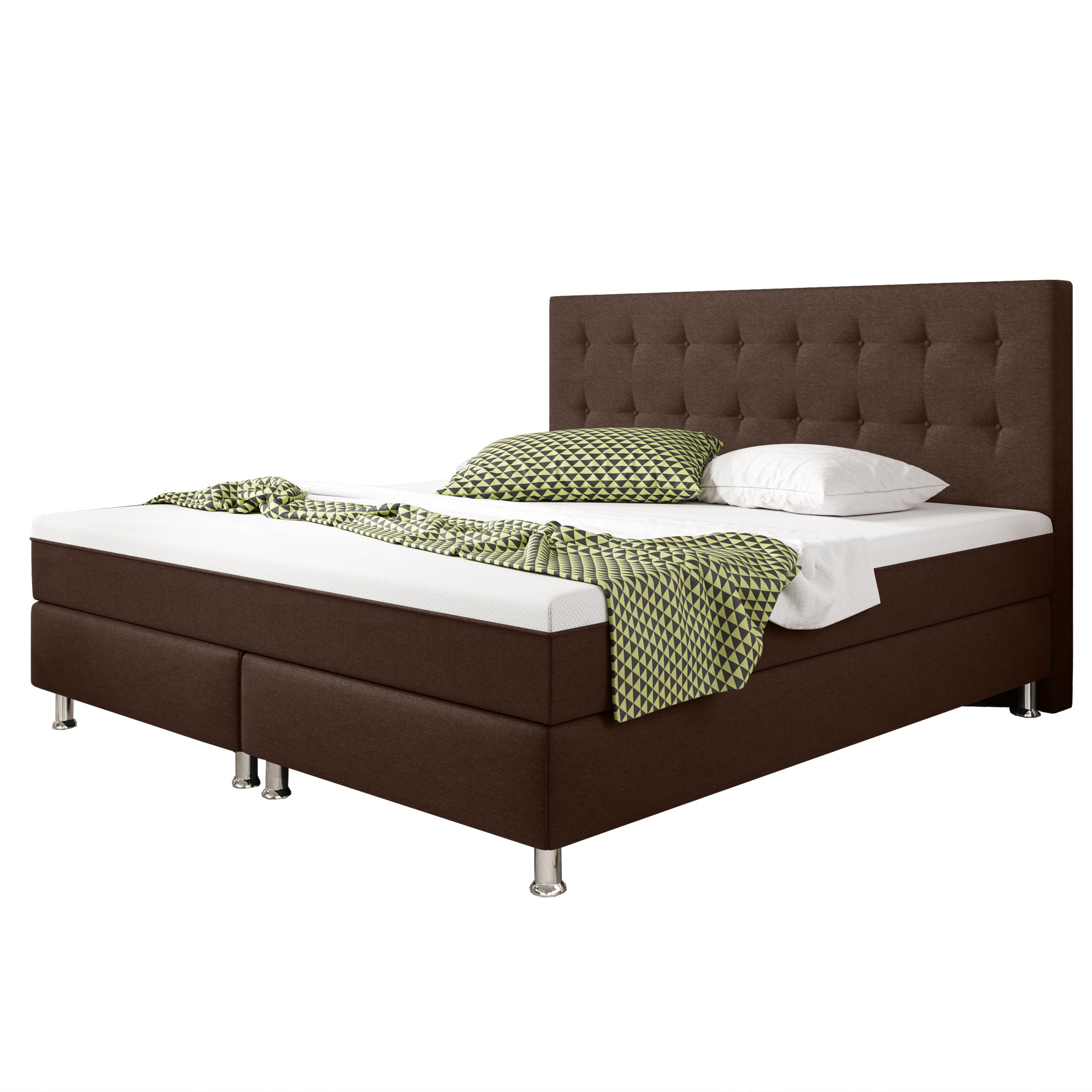 Boxspringbett Köln Plus Mit Integriertem Topper 180x200 Webstoff Braun ...