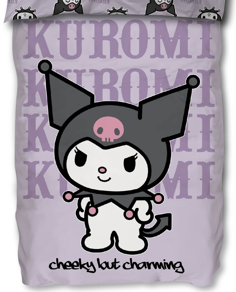 Kuromi Wende-Bettwäsche-Set Bettbezug 135x200 80x80 Baumwolle Mädchen-Bettzeug Kuromi Wende-Bettwäsche-Set Bettbezug 135x200 80x80 Baumwolle Mädchen-Bettzeug