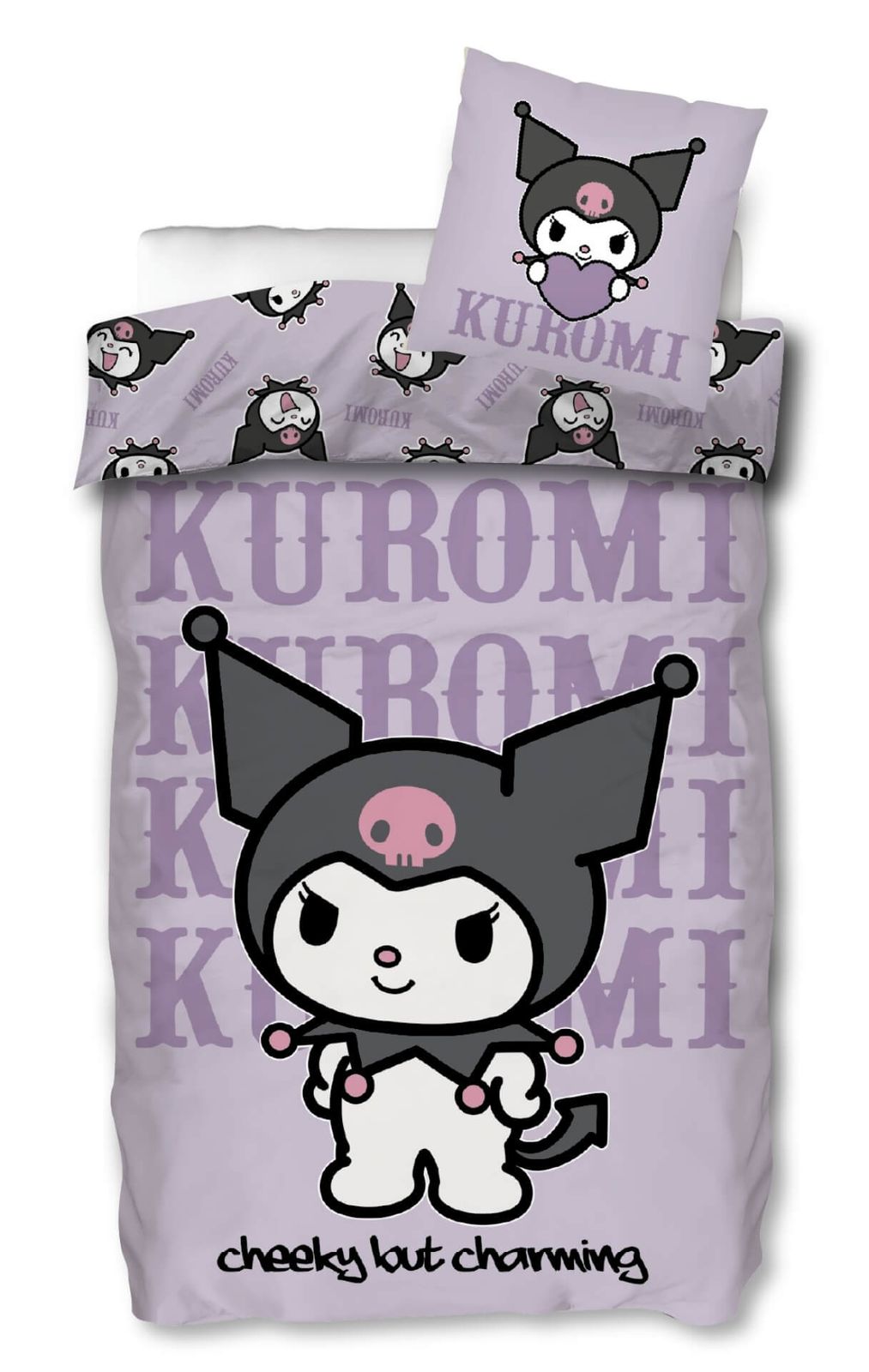 Kuromi Wende-Bettwäsche-Set Bettbezug 135x200 80x80 Baumwolle Mädchen-Bettzeug Kuromi Wende-Bettwäsche-Set Bettbezug 135x200 80x80 Baumwolle Mädchen-Bettzeug