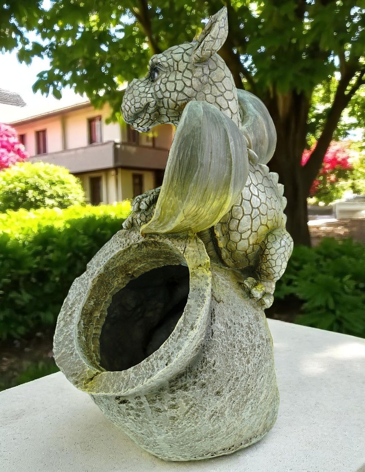 Gartenfigur Drachenkind mit Pflanztopf Pflanzkbel handbemalt 28cm Gargoyle  | eBay