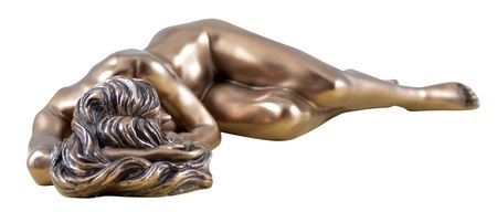 Weiblicher Akt Einklang Frau stützt sich auf Boden bronziert Figur Skulptur