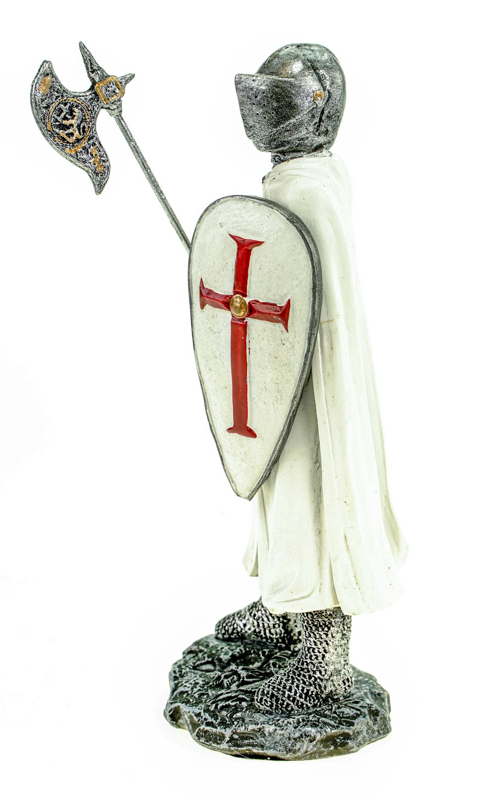 Vogler Tempelritter Figur Mit Speer & Schild - Handbemalte Deko Skulptur Aus Polyresin, 20 Cm