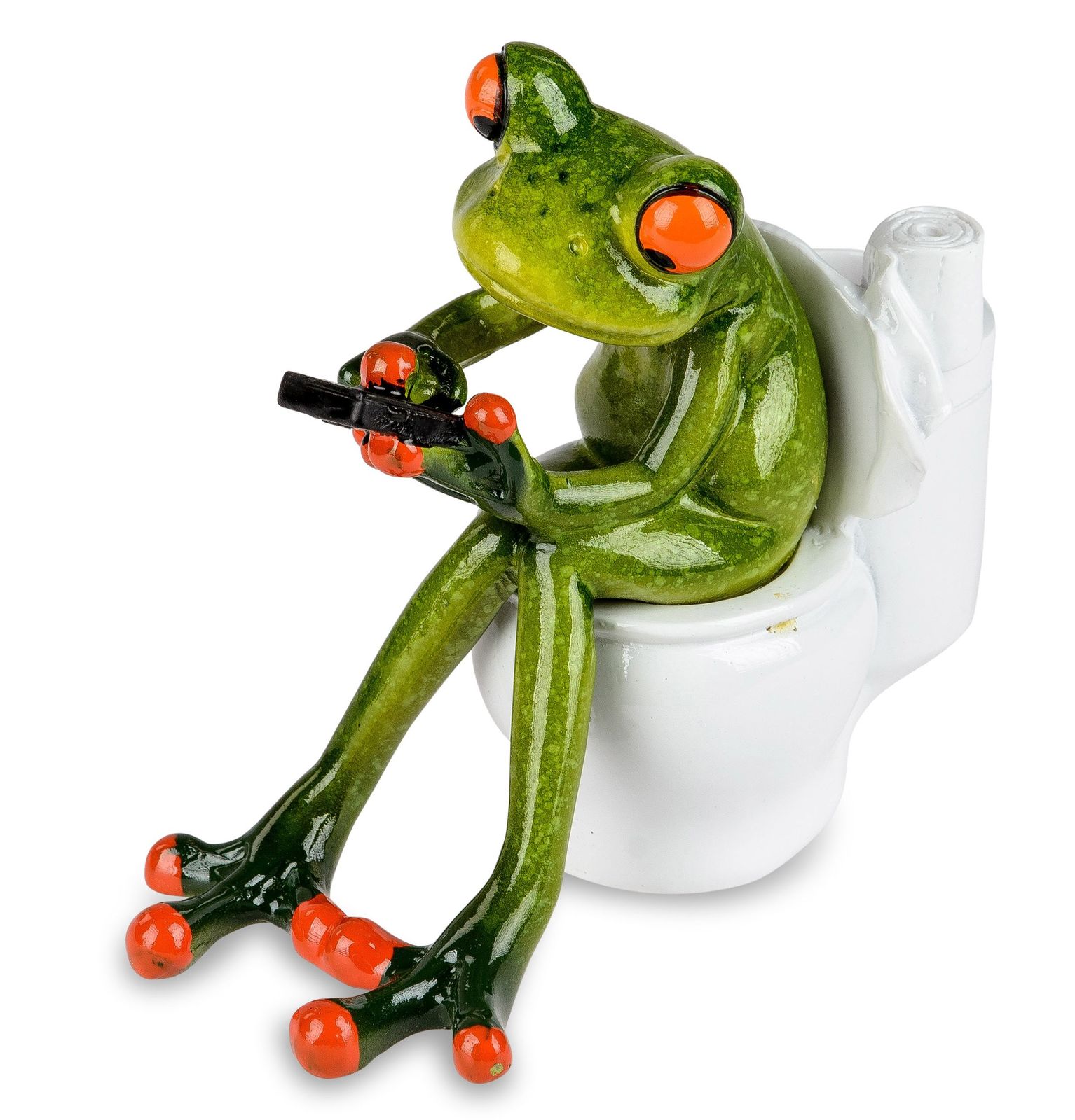 Formano Frosch Auf Toilette Figur 11cm - Lustige Bad Deko Aus Kunststein