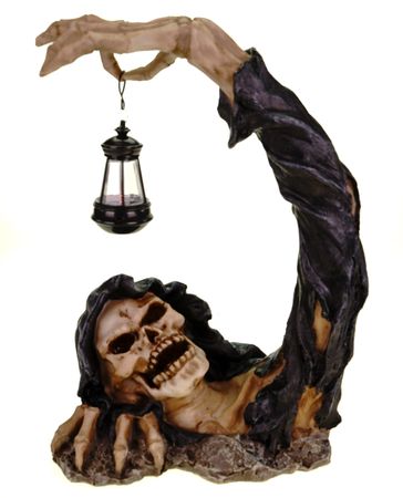 Lifemet Halloween Skelett Statue - Gothic Sensenmann Deko Mit Krähe Für Innen & Außen