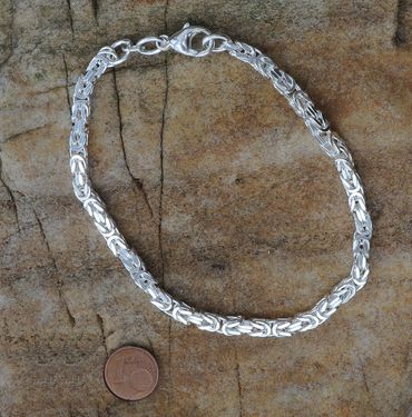 alt-4,0 mm 925 Sterlingsilber Königskette massiv Silber hochwertige Armkette - Länge nach Wahl