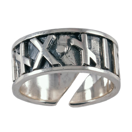 Runenring, verstellbar klein 925er Silber Größe 52-60