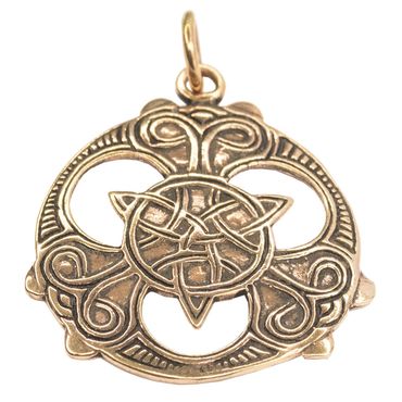 alt-Anhänger Triade mit keltischen Mustern Bronze Schmuck - Keltische Knoten - 46x35mm