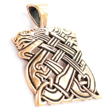 alt-Bronzeanhänger Anderswelthunde Schmuck - Keltische Knoten , Pferd - 29x22mm