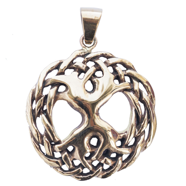 Keltenanhänger Weltenesche Bronze Yggdrasil Schmuck - Keltische Knoten , Pflanzen , Sonstige Tiere - 39x29mm