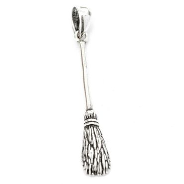 alt-Flugbesen Hexenbesen Anhänger Schmuck 925er Silber 6x38mm