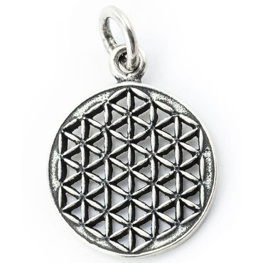 alt-Blume des Lebens Anhänger 925 Silber Flower of Life klein - Blume des Lebens - 25x16mm