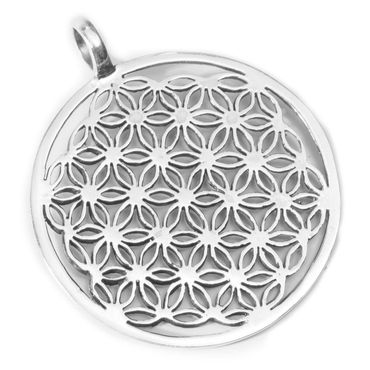 alt-Blume des Lebens Anhänger 925 Silber Flower of Life groß - Blume des Lebens - 46x38mm