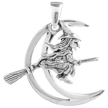 alt-Anhänger Die kleine Hexe Silber Schmuck 925er Silber - Hexen - 31x27mm