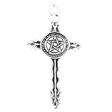 alt-Pentagramm - Kreuz Schmuck Anhänger 925er Silber - Pentagramm - 30x54mm