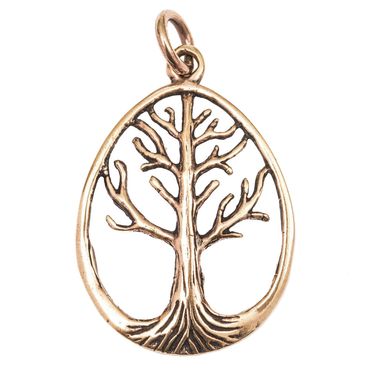 alt-Anhänger Bronzener Weltenbaum Schmuck - Lebensbaum - 40x23mm